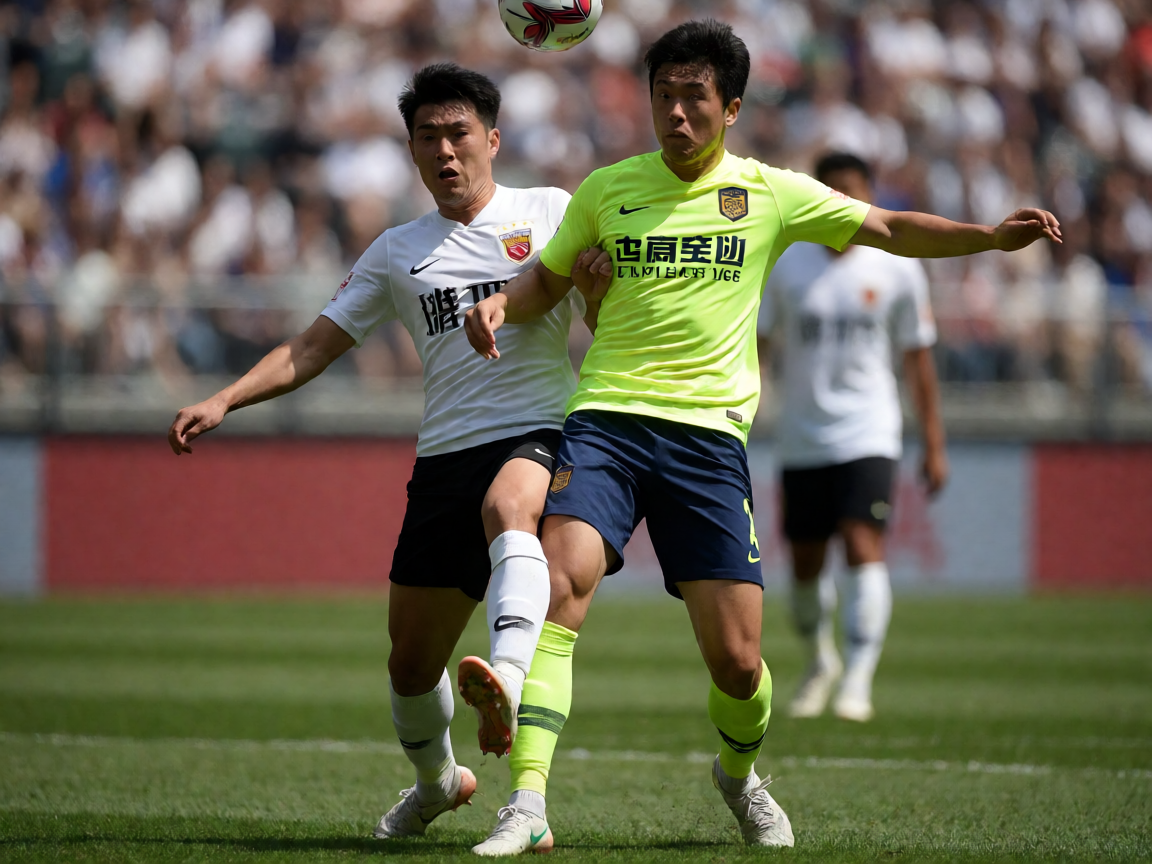 足球比赛中双方球员在禁区前激烈争夺